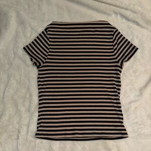 dip Black and Tan Striped Short Sleeve Top